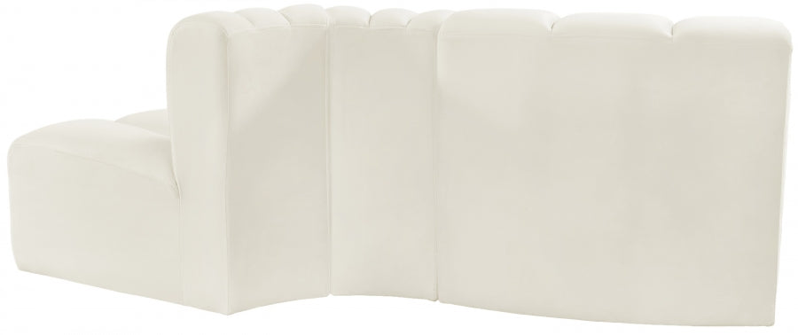 Meridian Furniture - Arc Velvet Modular Sofa in Cream - 103Cream-S3E - GreatFurnitureDeal