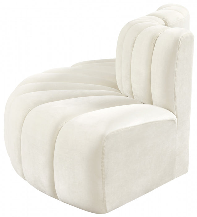 Meridian Furniture - Arc Velvet Modular Sofa in Cream - 103Cream-S3E - GreatFurnitureDeal