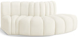 Meridian Furniture - Arc Velvet Modular Sofa in Cream - 103Cream-S3E - GreatFurnitureDeal