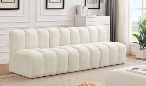 Meridian Furniture - Arc Velvet Modular Sofa in Cream - 103Cream-S3F - GreatFurnitureDeal