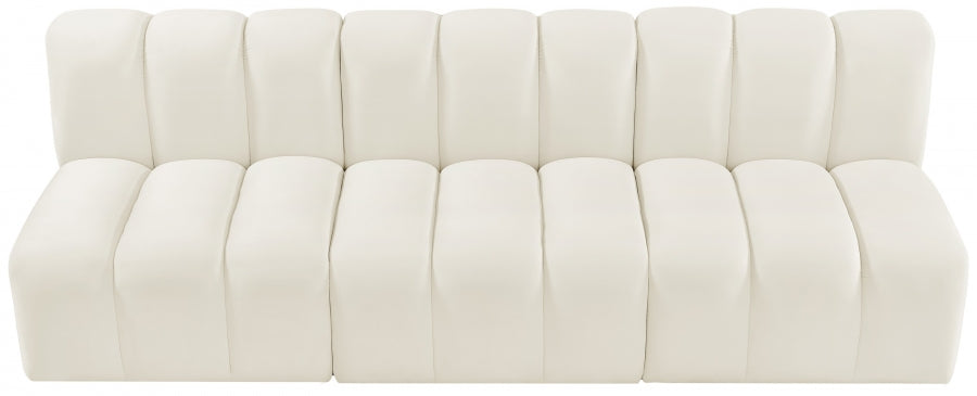 Meridian Furniture - Arc Velvet Modular Sofa in Cream - 103Cream-S3F - GreatFurnitureDeal