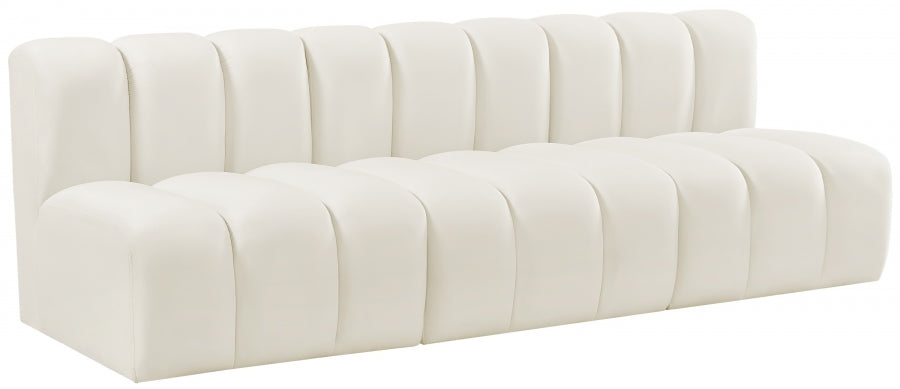 Meridian Furniture - Arc Velvet Modular Sofa in Cream - 103Cream-S3F - GreatFurnitureDeal