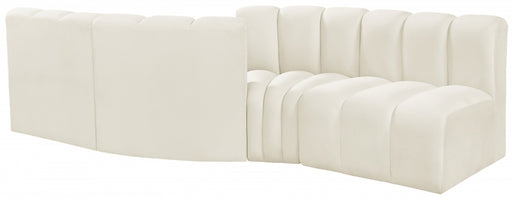 Meridian Furniture - Arc Velvet 4 Piece Sectional in Cream - 103Cream-S4A - GreatFurnitureDeal