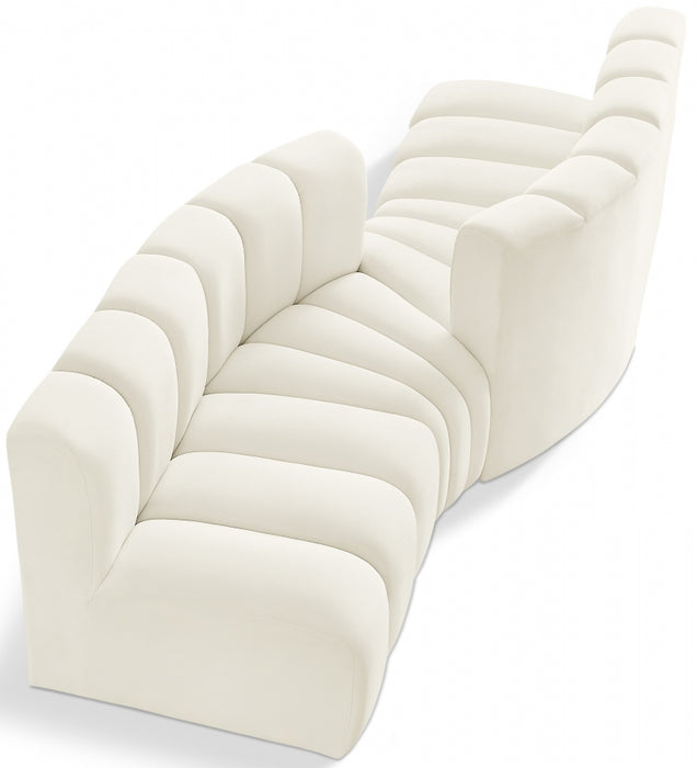 Meridian Furniture - Arc Velvet 4 Piece Sectional in Cream - 103Cream-S4A - GreatFurnitureDeal