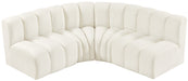 Meridian Furniture - Arc Velvet 4 Piece Sectional in Cream - 103Cream-S4B - GreatFurnitureDeal