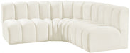 Meridian Furniture - Arc Velvet 4 Piece Sectional in Cream - 103Cream-S4B - GreatFurnitureDeal