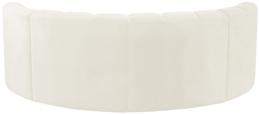 Meridian Furniture - Arc Velvet 4 Piece Sectional in Cream - 103Cream-S4C - GreatFurnitureDeal