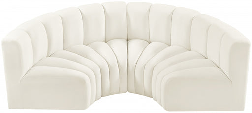 Meridian Furniture - Arc Velvet 4 Piece Sectional in Cream - 103Cream-S4C - GreatFurnitureDeal