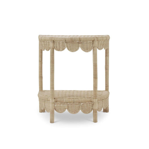 Bramble - Scalloped Half Round Side Table in Rattan Natural - 28521RNAT----- - GreatFurnitureDeal