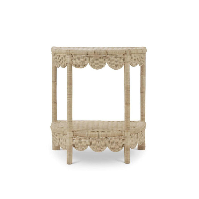 Bramble - Scalloped Half Round Side Table in Rattan Natural - 28521RNAT----- - GreatFurnitureDeal