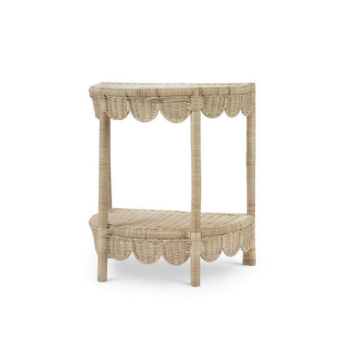 Bramble - Scalloped Half Round Side Table in Rattan Natural - 28521RNAT----- - GreatFurnitureDeal