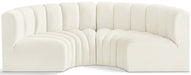 Meridian Furniture - Arc Velvet 4 Piece Sectional in Cream - 103Cream-S4C - GreatFurnitureDeal