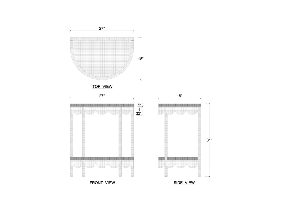 Bramble - Scalloped Half Round Side Table in Rattan Natural - 28521RNAT----- - GreatFurnitureDeal