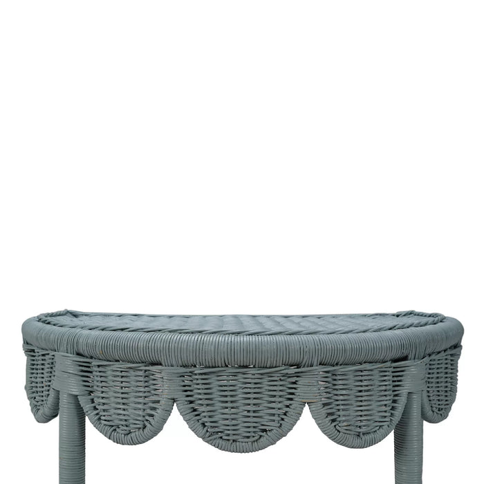 Bramble - Scalloped Half Round Rattan Side Table - BR-28521 - GreatFurnitureDeal