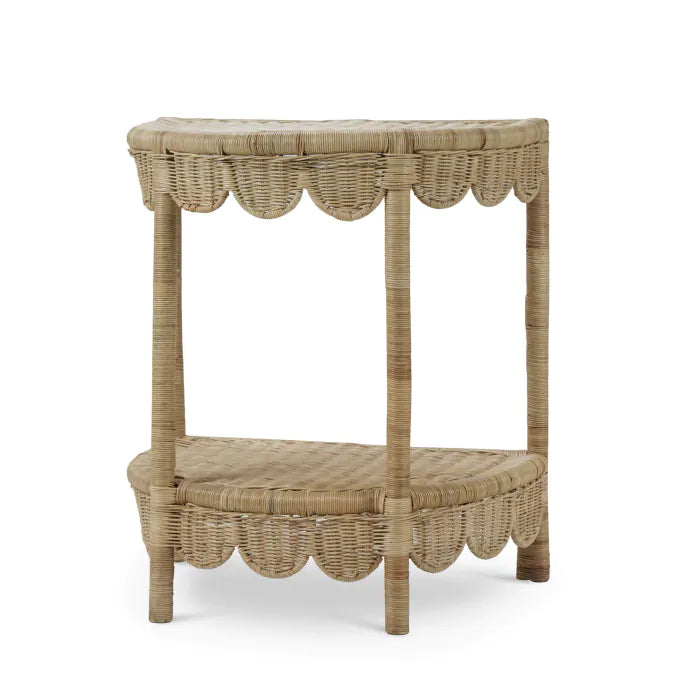 Bramble - Scalloped Half Round Side Table in Rattan Natural - 28521RNAT----- - GreatFurnitureDeal