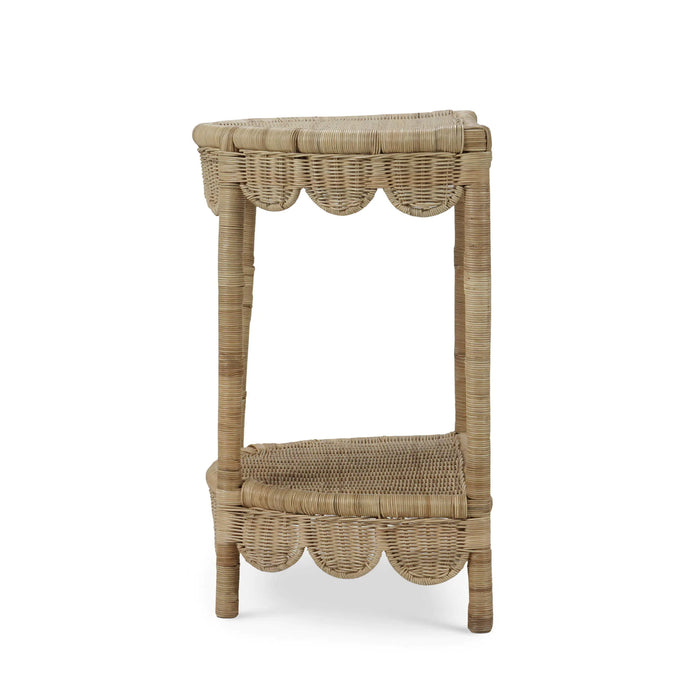 Bramble - Scalloped Half Round Side Table in Rattan Natural - 28521RNAT----- - GreatFurnitureDeal
