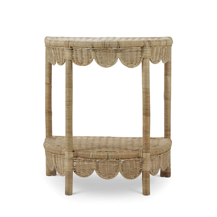Bramble - Scalloped Half Round Side Table in Rattan Natural - 28521RNAT----- - GreatFurnitureDeal