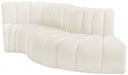 Meridian Furniture - Arc Velvet 4 Piece Sectional in Cream - 103Cream-S4D - GreatFurnitureDeal