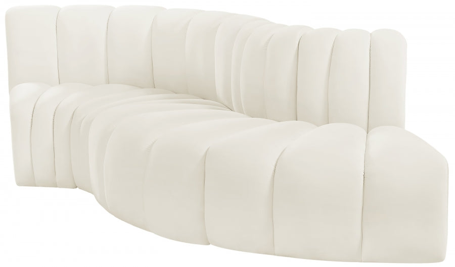 Meridian Furniture - Arc Velvet 4 Piece Sectional in Cream - 103Cream-S4D - GreatFurnitureDeal