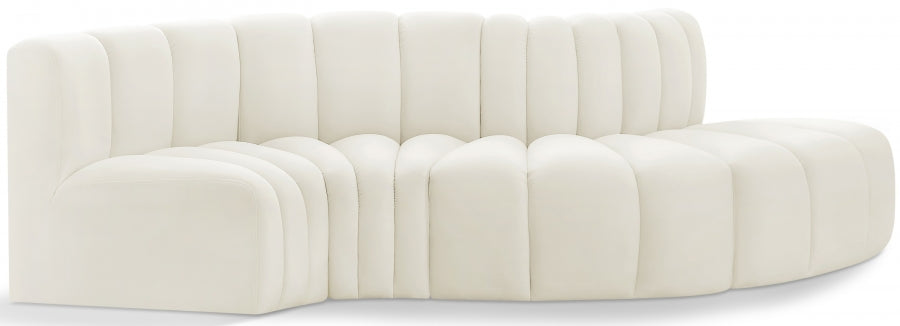 Meridian Furniture - Arc Velvet 4 Piece Sectional in Cream - 103Cream-S4D - GreatFurnitureDeal