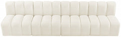 Meridian Furniture - Arc Velvet 4 Piece Sectional in Cream - 103Cream-S4E - GreatFurnitureDeal