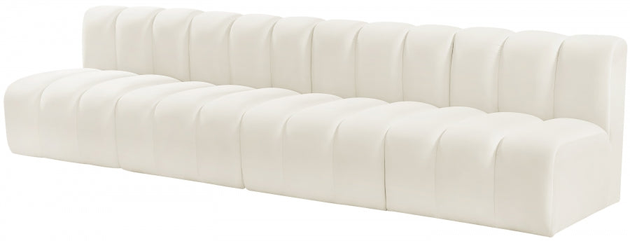 Meridian Furniture - Arc Velvet 4 Piece Sectional in Cream - 103Cream-S4E - GreatFurnitureDeal