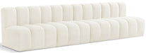 Meridian Furniture - Arc Velvet 4 Piece Sectional in Cream - 103Cream-S4E - GreatFurnitureDeal