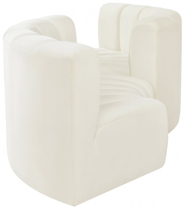 Meridian Furniture - Arc Velvet 4 Piece Sectional in Cream - 103Cream-S4F - GreatFurnitureDeal