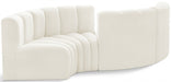 Meridian Furniture - Arc Velvet 4 Piece Sectional in Cream - 103Cream-S4F - GreatFurnitureDeal