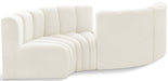 Meridian Furniture - Arc Velvet 4 Piece Sectional in Cream - 103Cream-S4F - GreatFurnitureDeal