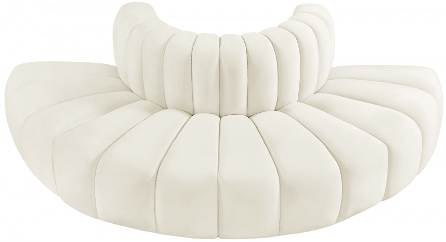 Meridian Furniture - Arc Velvet 4 Piece Sectional in Cream - 103Cream-S4G - GreatFurnitureDeal