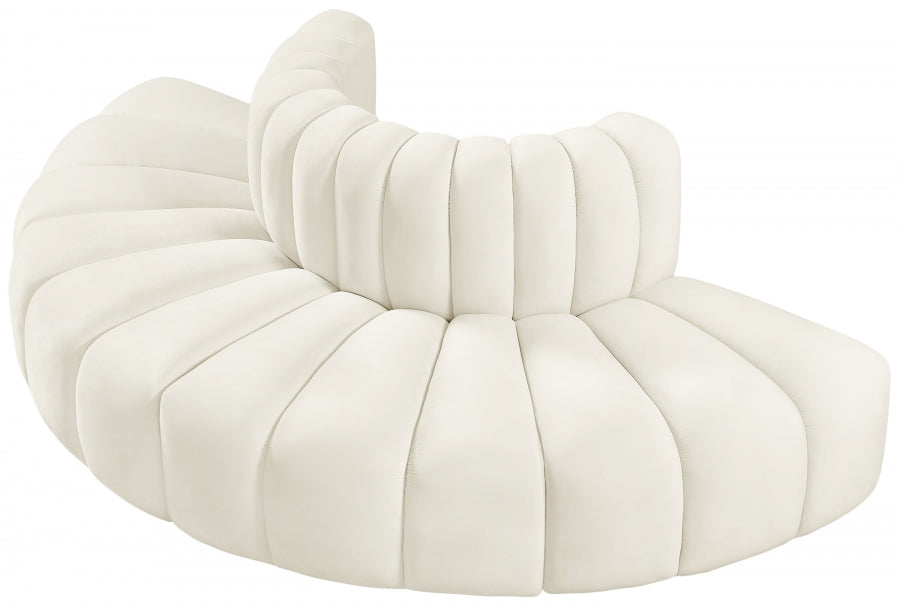 Meridian Furniture - Arc Velvet 4 Piece Sectional in Cream - 103Cream-S4G - GreatFurnitureDeal