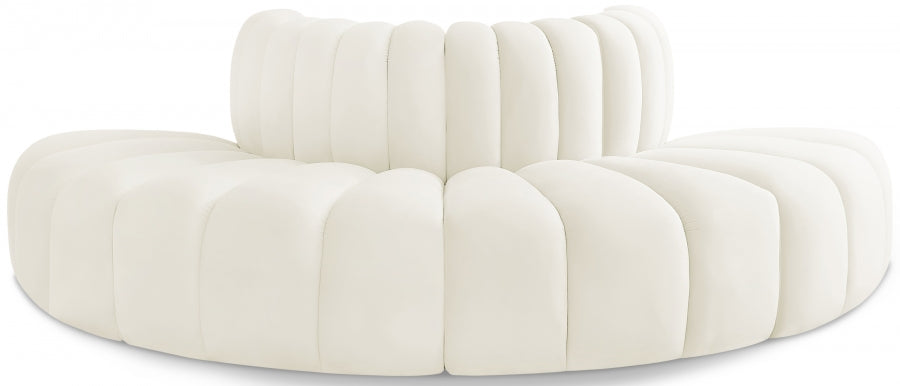 Meridian Furniture - Arc Velvet 4 Piece Sectional in Cream - 103Cream-S4G - GreatFurnitureDeal