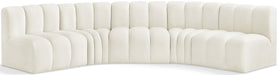 Meridian Furniture - Arc Velvet 5 Piece Sectional in Cream - 103Cream-S5A - GreatFurnitureDeal