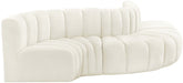 Meridian Furniture - Arc Velvet 5 Piece Sectional in Cream - 103Cream-S5B - GreatFurnitureDeal