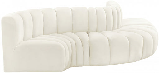 Meridian Furniture - Arc Velvet 5 Piece Sectional in Cream - 103Cream-S5B - GreatFurnitureDeal