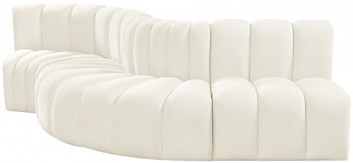 Meridian Furniture - Arc Velvet 5 Piece Sectional in Cream - 103Cream-S5B - GreatFurnitureDeal