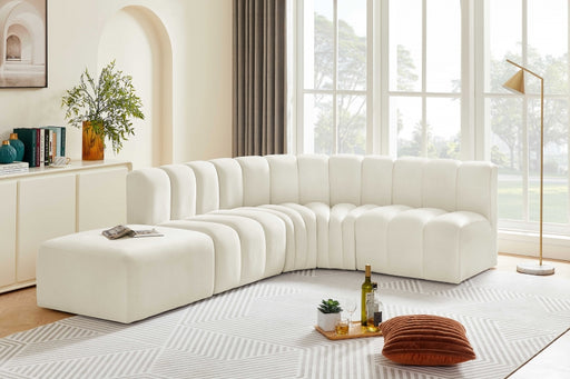 Meridian Furniture - Arc Velvet 5 Piece Sectional in Cream - 103Cream-S5C - GreatFurnitureDeal