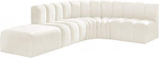 Meridian Furniture - Arc Velvet 5 Piece Sectional in Cream - 103Cream-S5C - GreatFurnitureDeal