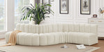 Meridian Furniture - Arc Velvet 6 Piece Sectional in Cream - 103Cream-S6A - GreatFurnitureDeal