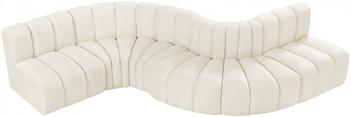 Meridian Furniture - Arc Velvet 6 Piece Sectional in Cream - 103Cream-S6A - GreatFurnitureDeal