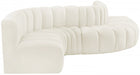 Meridian Furniture - Arc Velvet 6 Piece Sectional in Cream - 103Cream-S6A - GreatFurnitureDeal