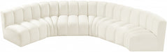 Meridian Furniture - Arc Velvet 6 Piece Sectional in Cream - 103Cream-S6B - GreatFurnitureDeal