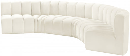 Meridian Furniture - Arc Velvet 6 Piece Sectional in Cream - 103Cream-S6B - GreatFurnitureDeal