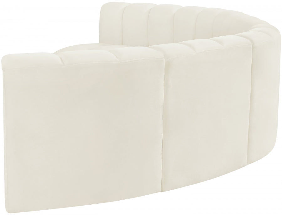 Meridian Furniture - Arc Velvet 6 Piece Sectional in Cream - 103Cream-S6B - GreatFurnitureDeal