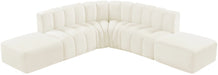 Meridian Furniture - Arc Velvet 6 Piece Sectional in Cream - 103Cream-S6C - GreatFurnitureDeal