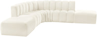 Meridian Furniture - Arc Velvet 6 Piece Sectional in Cream - 103Cream-S6C - GreatFurnitureDeal