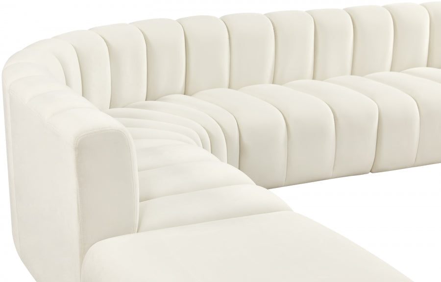 Meridian Furniture - Arc Velvet 6 Piece Sectional in Cream - 103Cream-S6C - GreatFurnitureDeal