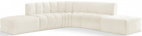 Meridian Furniture - Arc Velvet 6 Piece Sectional in Cream - 103Cream-S6C - GreatFurnitureDeal