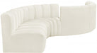 Meridian Furniture - Arc Velvet 6 Piece Sectional in Cream - 103Cream-S6D - GreatFurnitureDeal